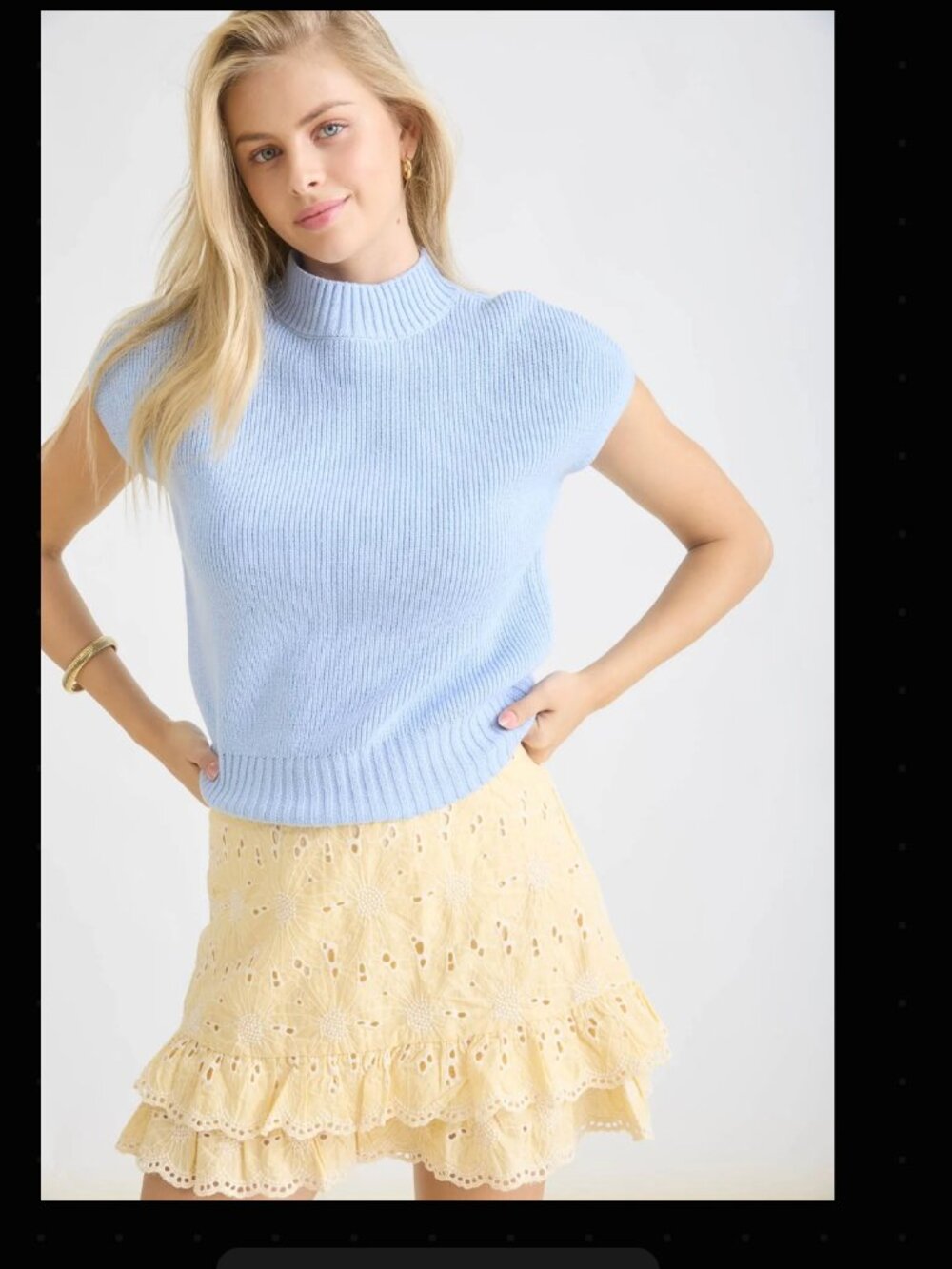 Blue Mockneck Knit Sweater